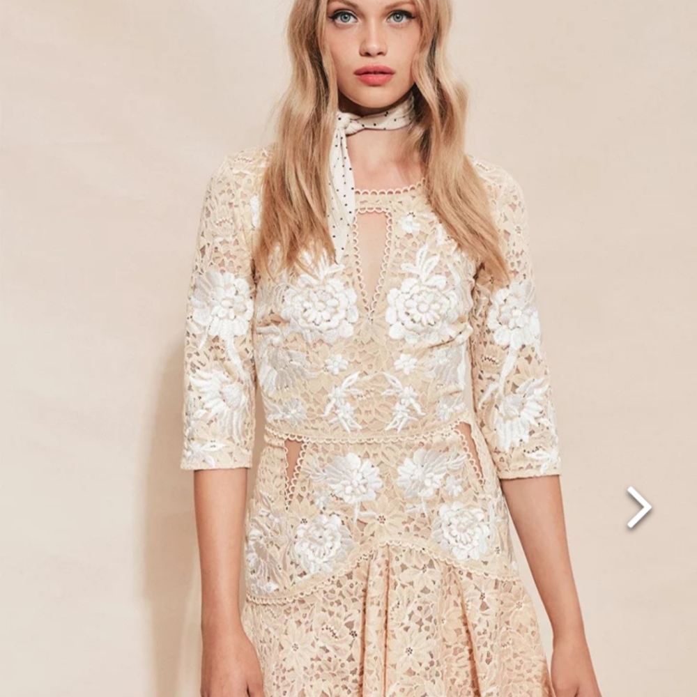 FLL Mallorca Embroidered Dress Latte